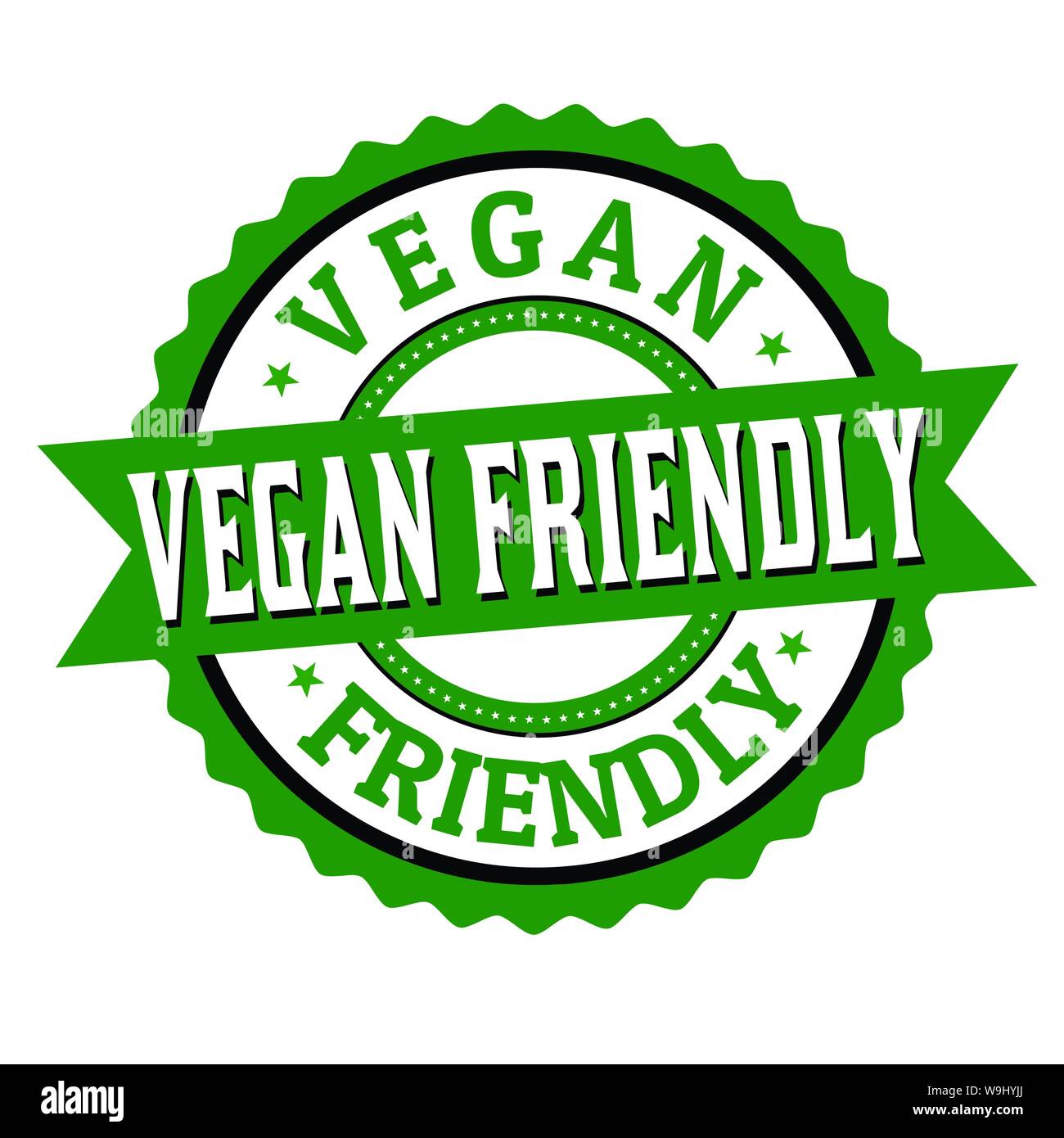 Vegan friendly label or sticker on white background, vector illustration Stock Vector