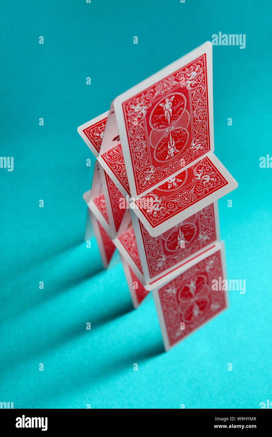 Model home made of playing cards Stock Photo