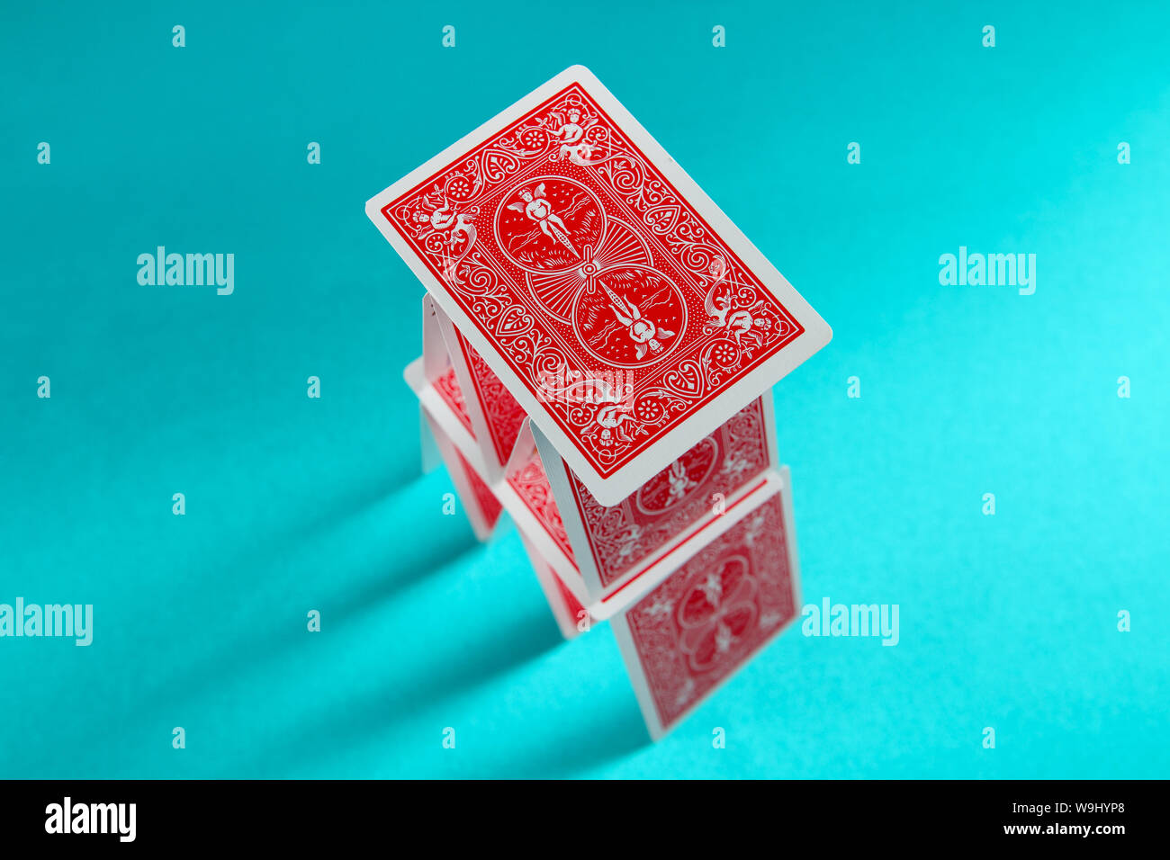 Model home made of playing cards Stock Photo