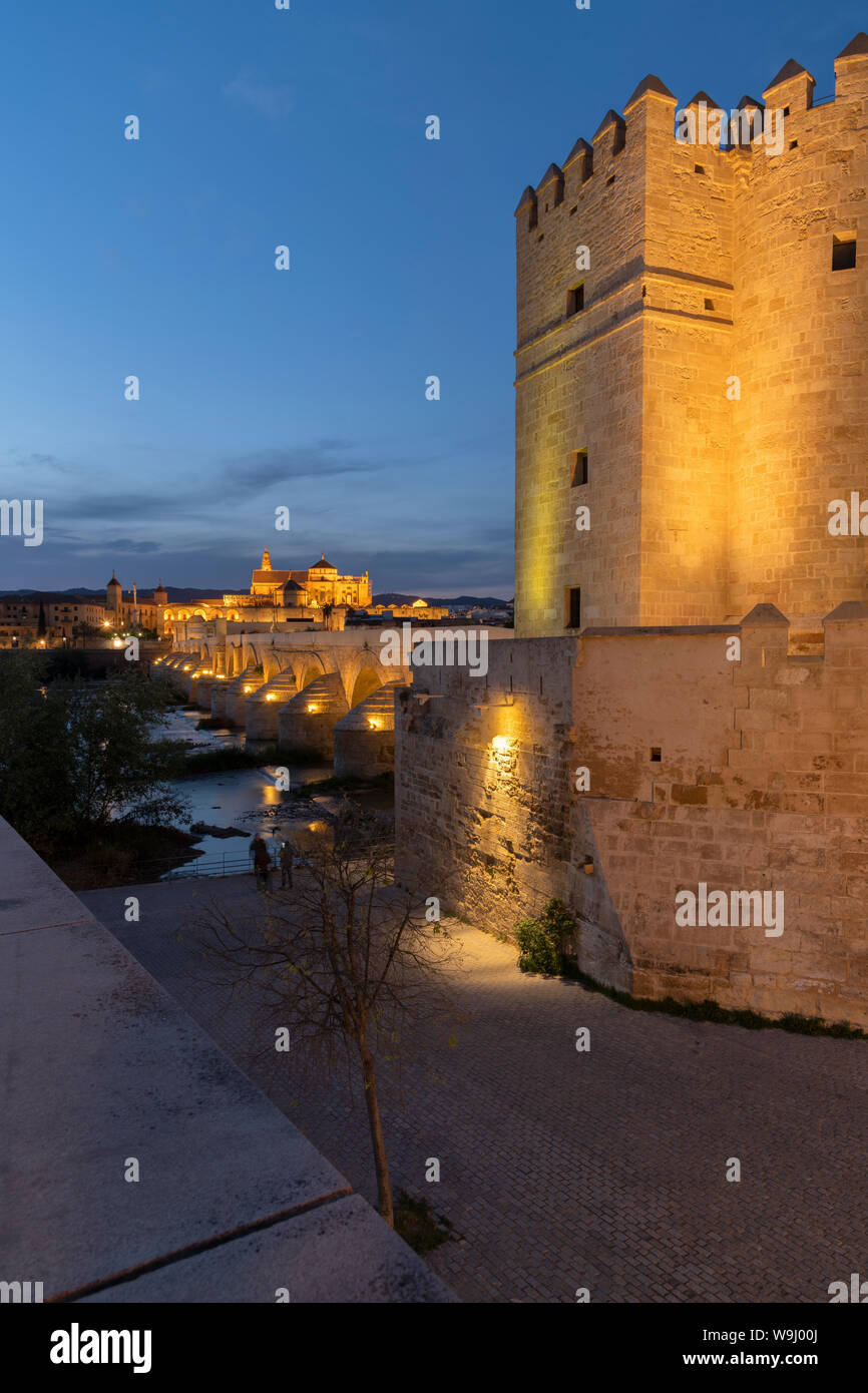 Europe, Iberia, Spain,Andalusia, Cordoba, The Roman Bridge over the Guadalquivir and the Mosque–Cathedral of Córdoba, 30074200 *** Local Caption *** Stock Photo