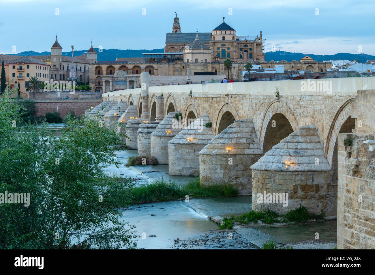 Europe, Iberia, Spain,Andalusia, Cordoba, The Roman Bridge over the Guadalquivir and the Mosque–Cathedral of Córdoba, 30074233 *** Local Caption *** Stock Photo