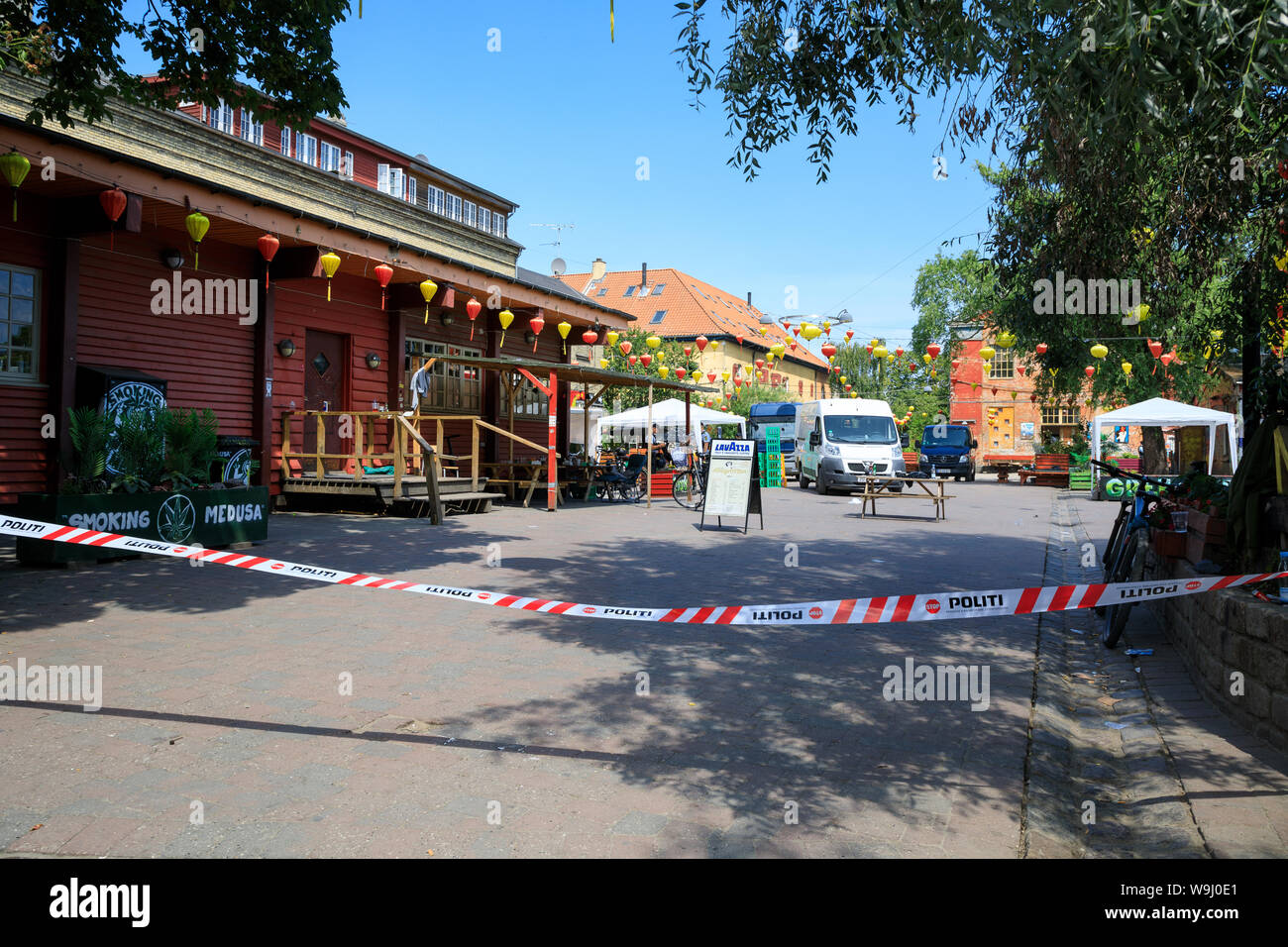 Copenhagen, Denmark - July 12 2019: Police raid in the free city of Christiania Stock Photo