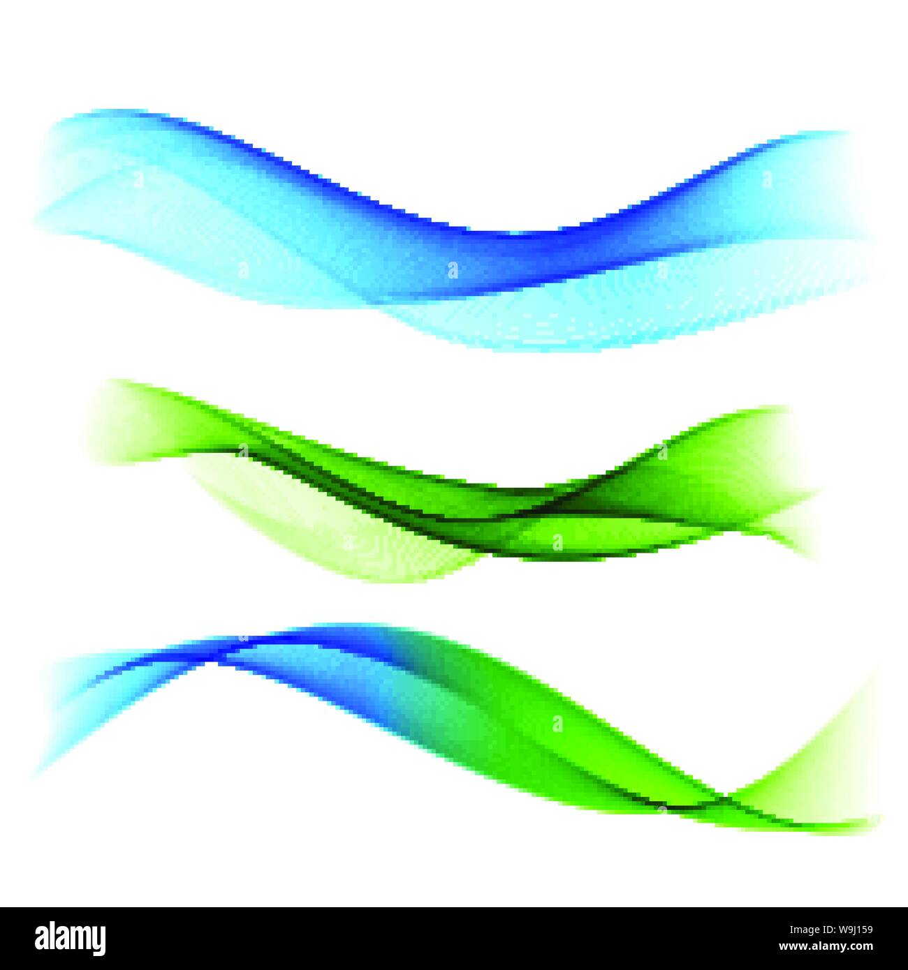 Abstract blue and green waves set Stock Vector