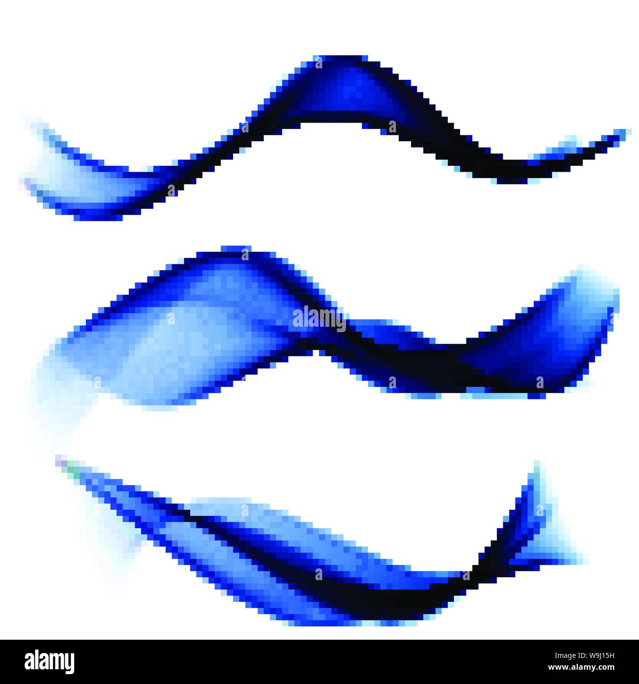set abstract wave smoke transparent smooth vector blue lines Stock ...