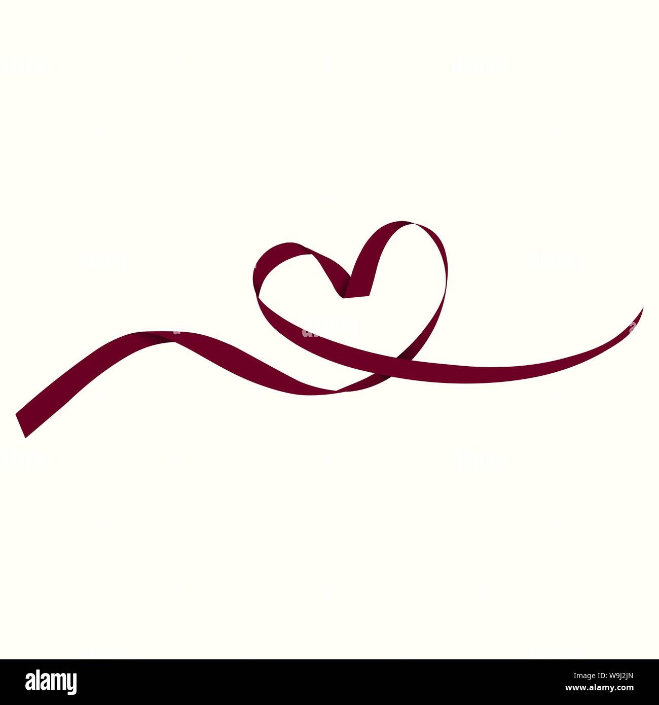 Burgundy Heart Ribbon Stock Vector Image & Art - Alamy