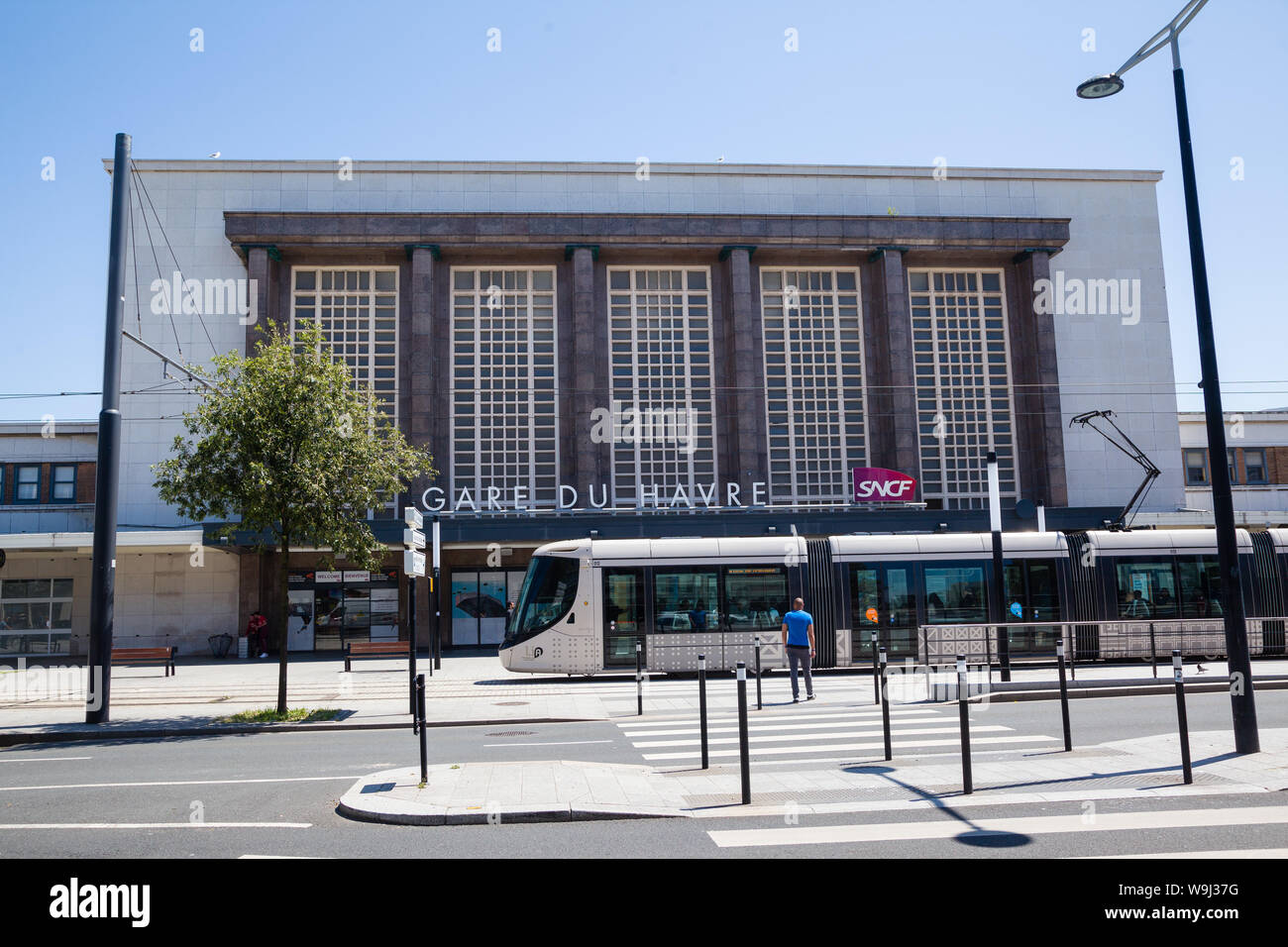 Le Havre Railway Station Or Gare Du Havre With A Tram Stopped Outside 