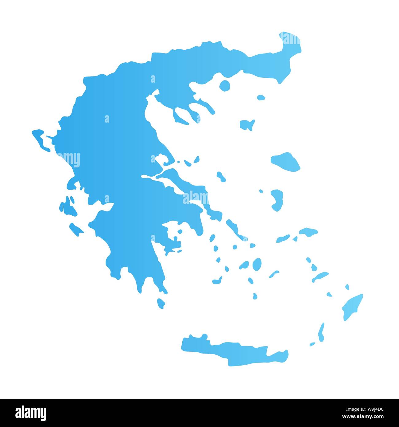 Greece silhouette, flat vector illustration blue color isolated on white. Stock Vector
