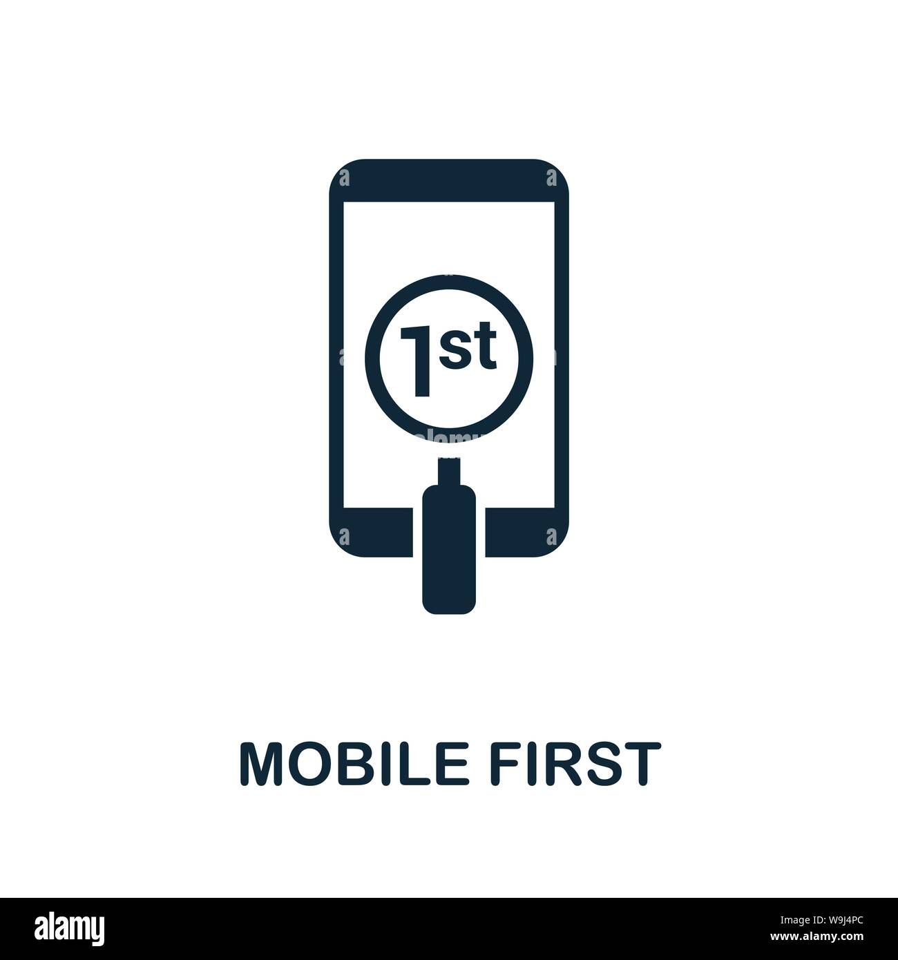 Mobile First vector icon symbol. Creative sign from seo and development icons collection. Filled flat Mobile First icon for computer and mobile Stock Vector