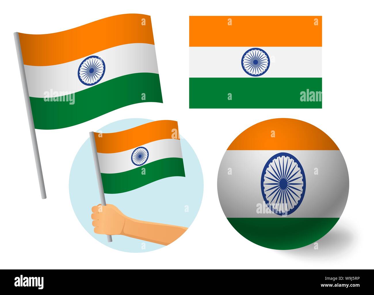 India flag icon set. National flag of India illustration Stock Photo ...