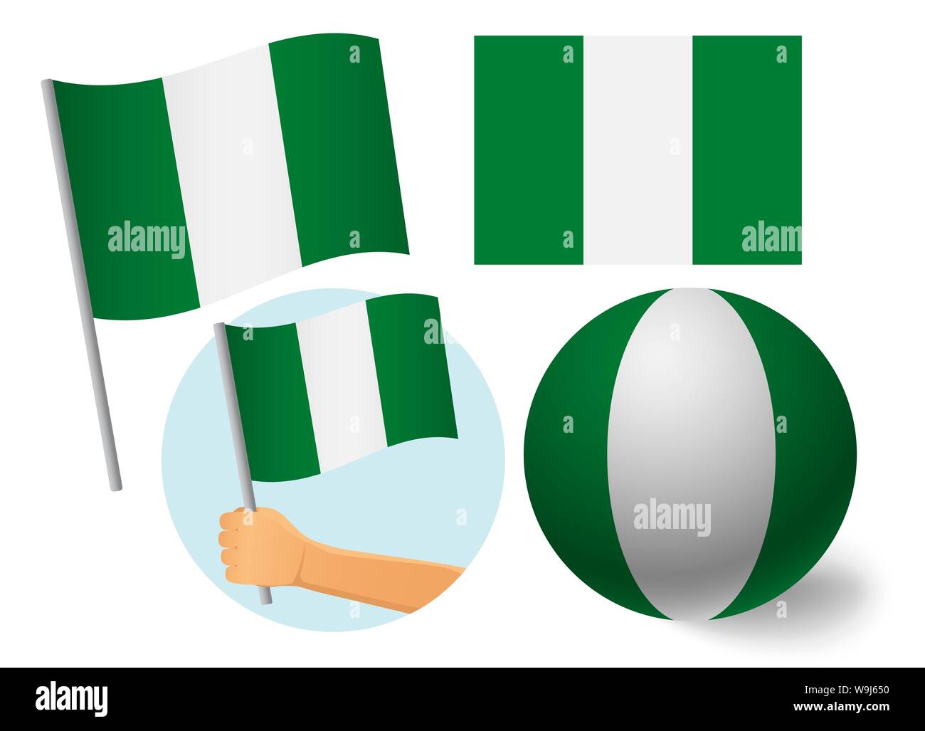 Nigeria flag icon set. National flag of Nigeria illustration Stock Photo Alamy