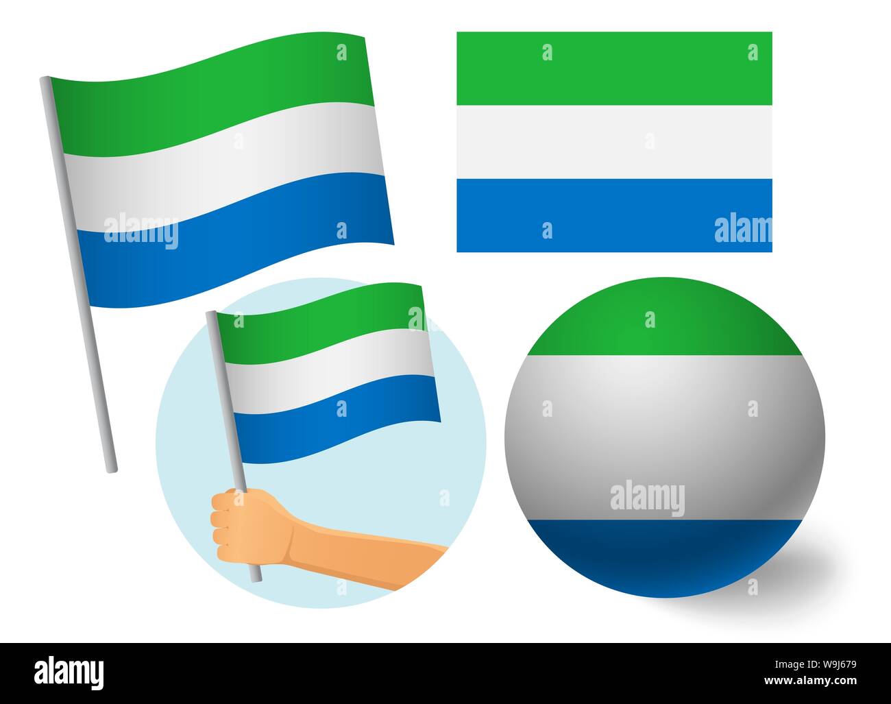 Sierra leone flag icon set National flag of Sierra leone illustration ...