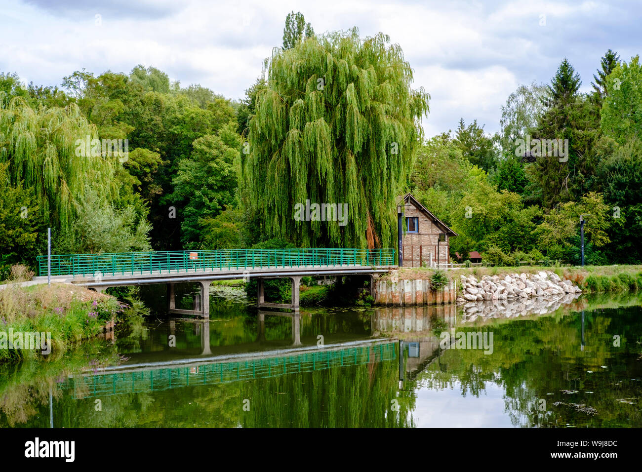 Amiens, France: Parc Saint-Pierre with Somme river, August 2019. The popular park is close to the Hortillonages, medieval kitchen gardens the town is Stock Photo