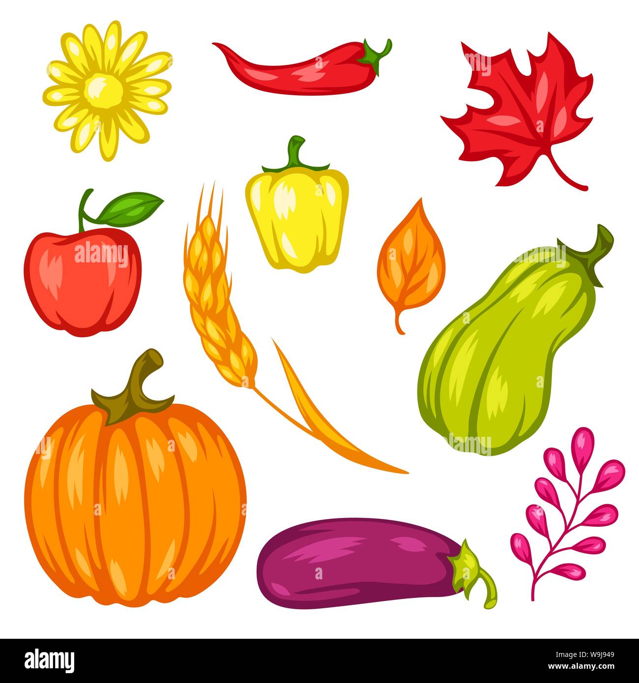 Harvest set of fruits and vegetables Stock Vector Image & Art - Alamy