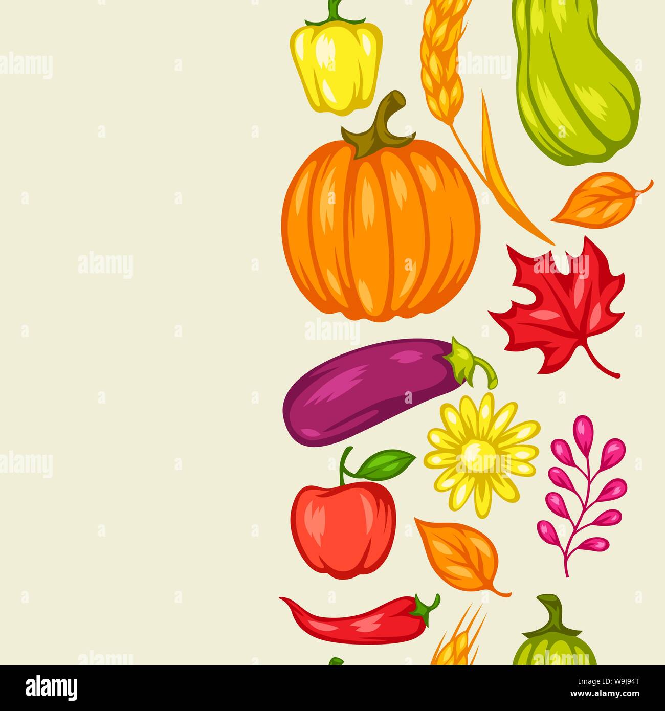 Harvest seamless pattern with fruits and vegetables Stock Vector Image ...