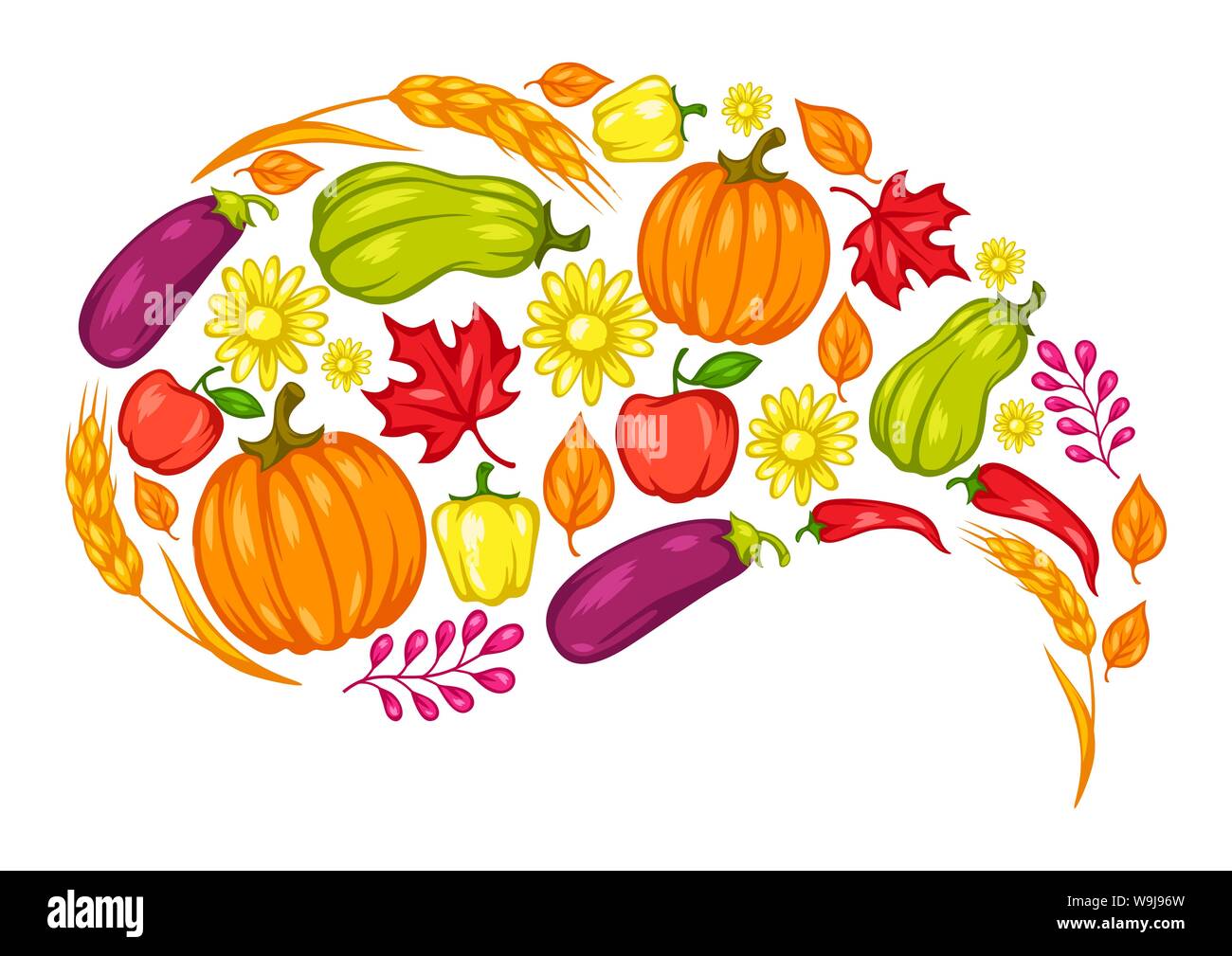 Harvest festival background with fruits and vegetables Stock Vector