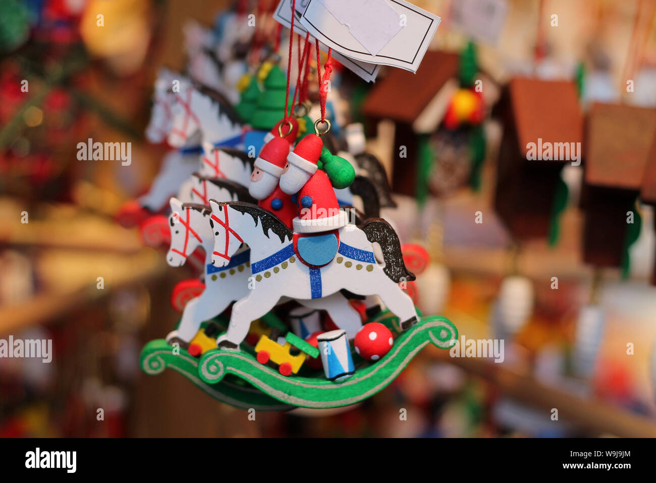 Wooden toys for sale at Christmas market in Dresden, Germany Stock ...