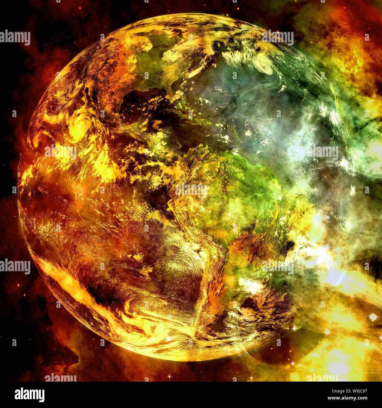 Planet Earth in deep space, cosmic landscape. Elements of this image ...
