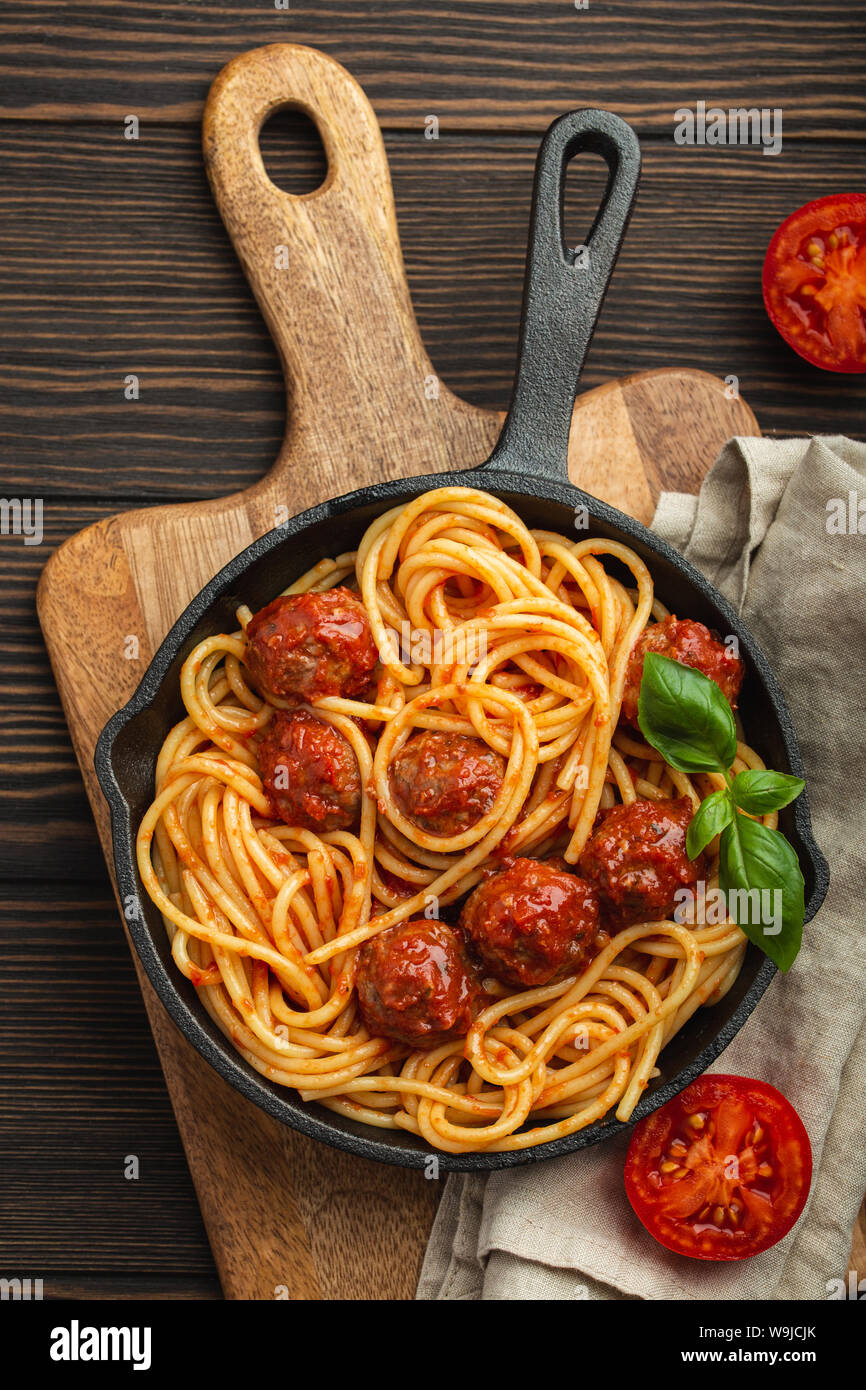 Meatballs pasta in tomato sauce Stock Photo Alamy