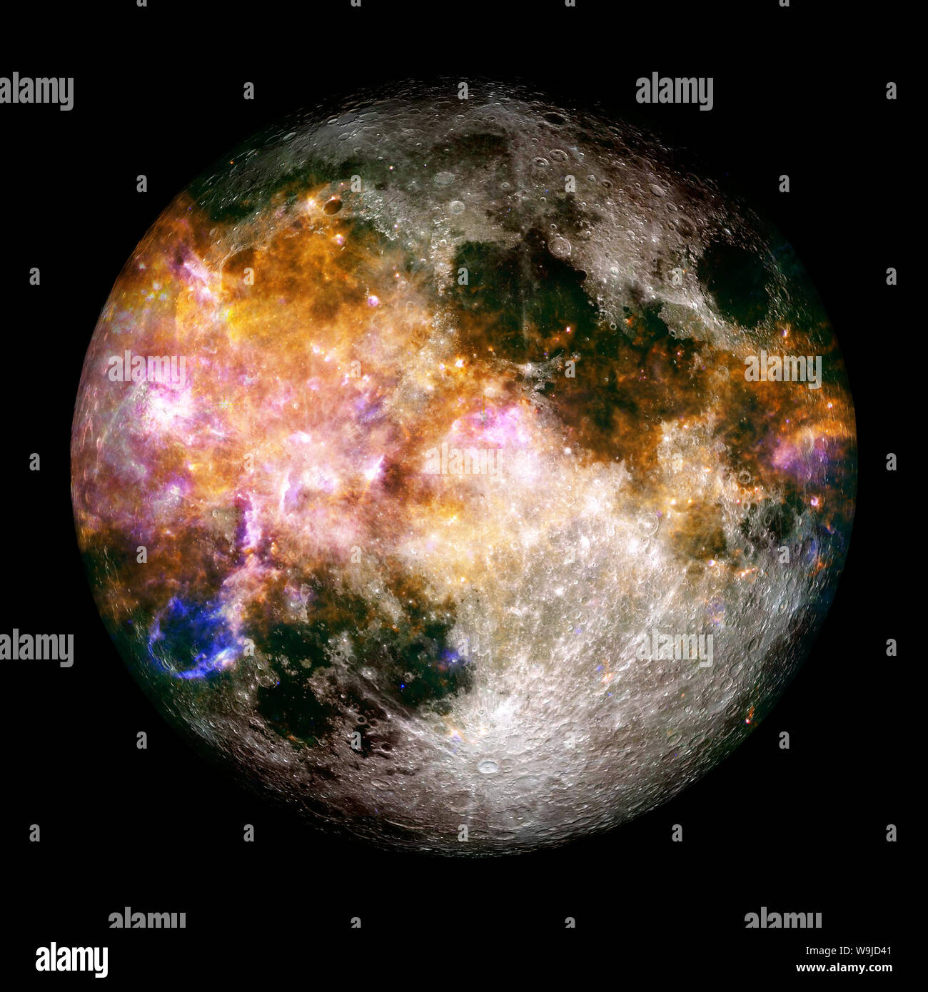 Fantastic view of moon. Solar system. Billions of galaxies in the ...
