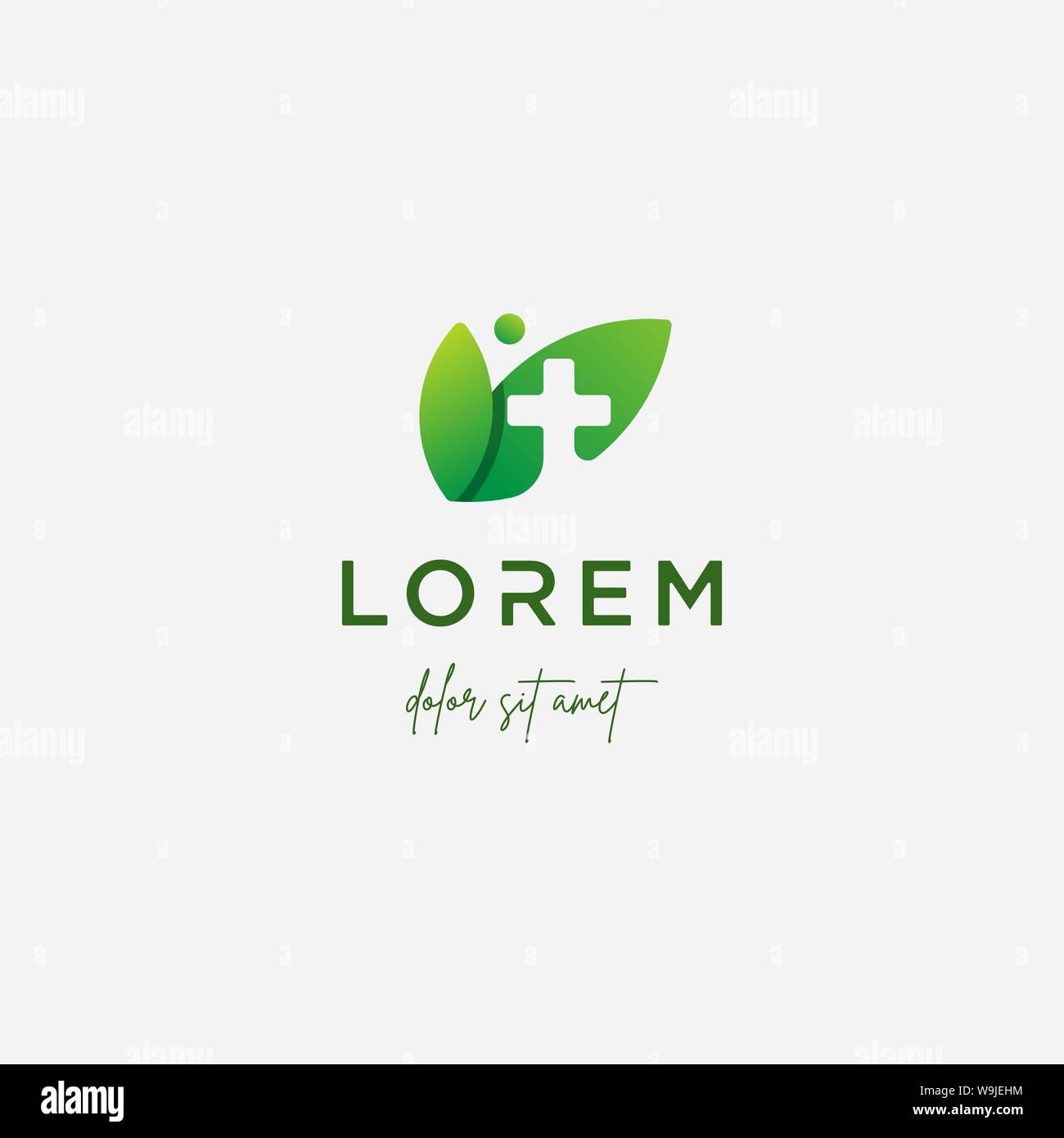 leaf cross logo design vector nature medicine Stock Vector