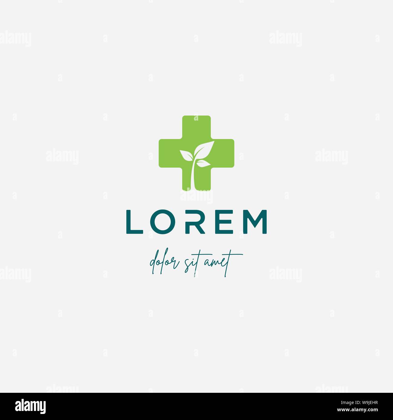 leaf cross logo design vector nature medicine icon Stock Vector