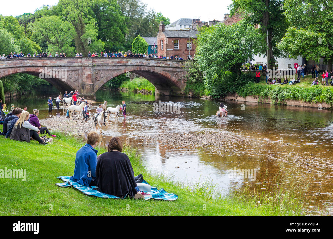 Appleby-in-Westmorland, Cumbria, England.  The Appleby Horse Fair, an annual gathering of Gypsies and Travellers and their horses. Stock Photo