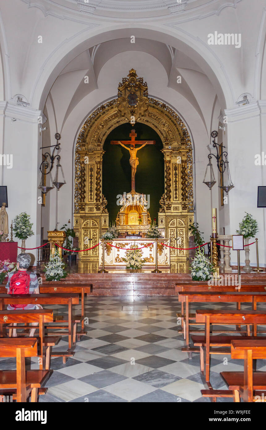 Nerja, Costa del Sol, Malaga Province, Andalusia, Spain.  Interior of El Salvador Church. Stock Photo