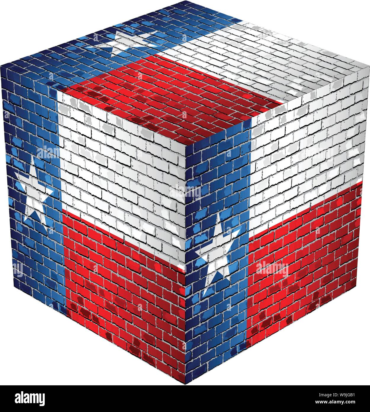 Texas Cube in made of bricks - Illustration Stock Vector