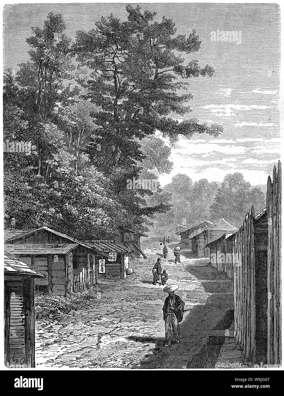 1860s Japan Japanese Street In Kanagawa View Of Kanagawa Published In The French Publication Le Tour Du Monde In 1866 Keio 2 The Illustration Accompanied An Article About 1860s Japan Japanese Street In Kanagawa View Of Kanagawa Published In The French Publication Le Tour Du Monde In 1866 Keio 2 The Illustration Accompanied An Article About