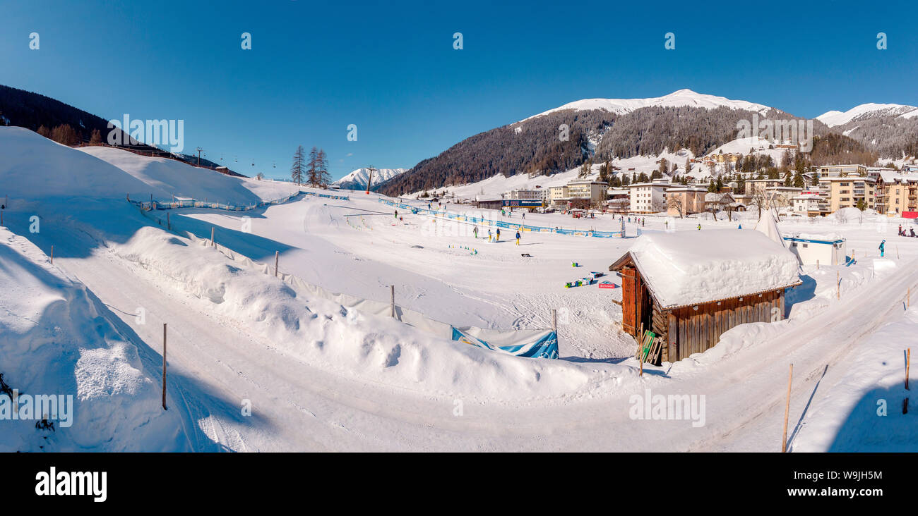 Ski lifts at Bolgen, Davos Platz,   , Graubünden, Switzerland, 30071602 *** Local Caption *** landscape, field, meadow, winter, snow, ice, mountains, Stock Photo