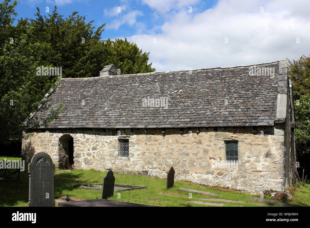 St Rhychwyn’s Church, Llanrhychwyn, nr Trefriw, Conwy Valley, Wales Stock Photo