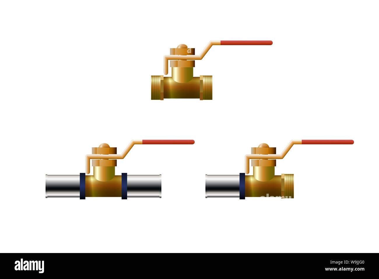 Valve for pipe. Plastic tube fitting. Vector illustration Stock Vector