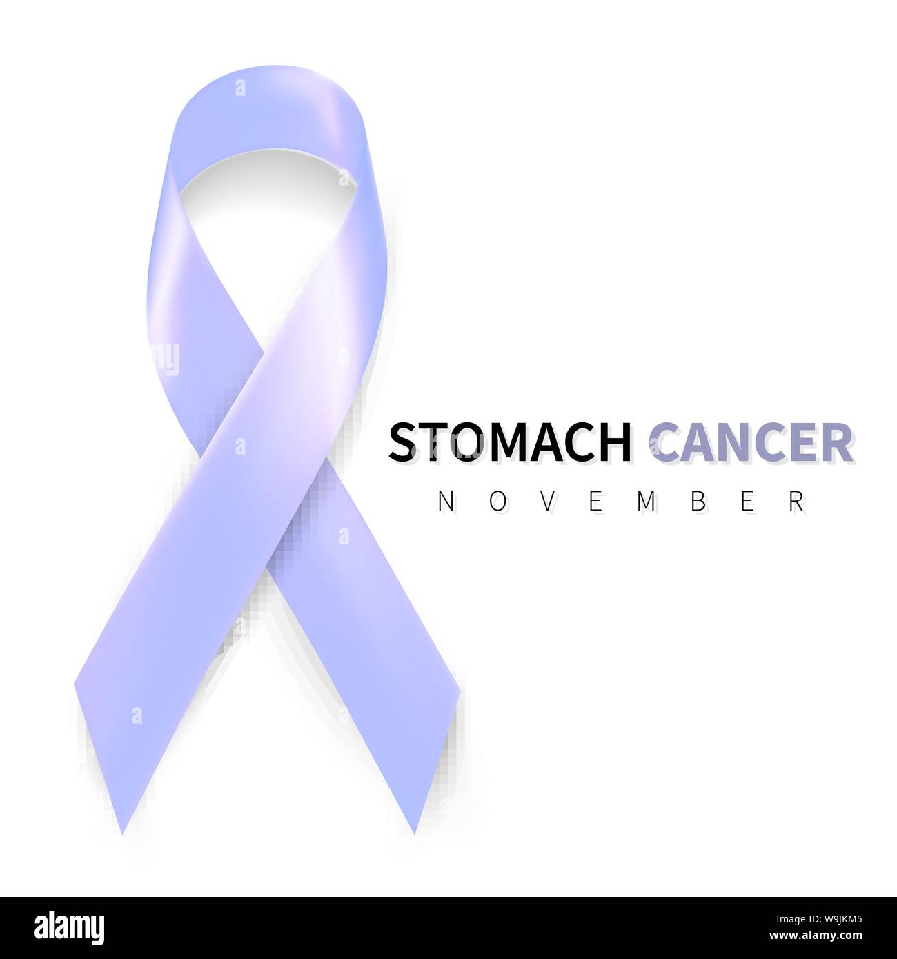 Stomach Cancer Awareness Month. Realistic Periwinkle ribbon symbol. Medical Design. Vector illustration. Stock Vector