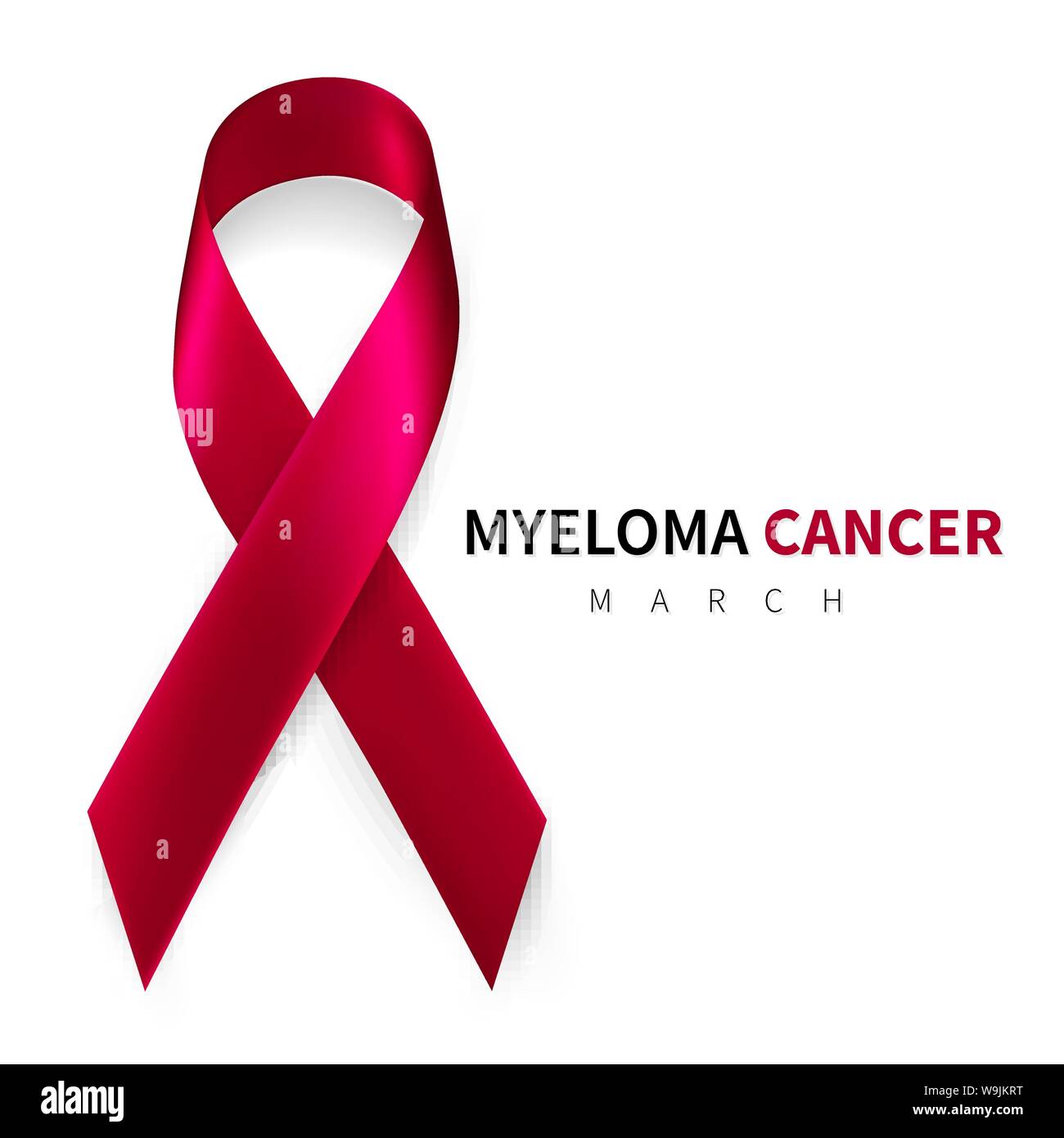 Multiple Myeloma Awareness Month. Realistic Burgundy ribbon symbol
