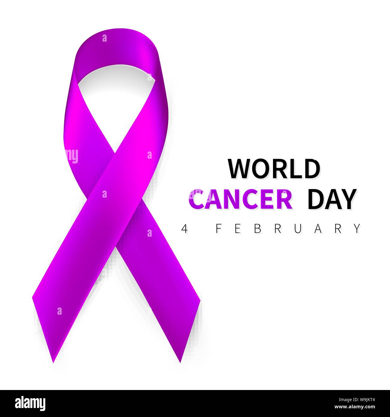 Purple ribbon world cancer day design Royalty Free Vector