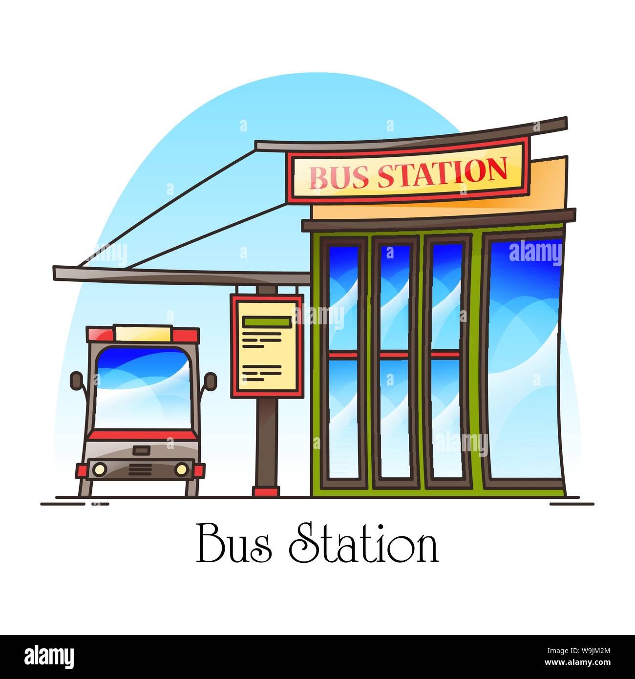 Bus station or building depot for intercity travel Stock Vector