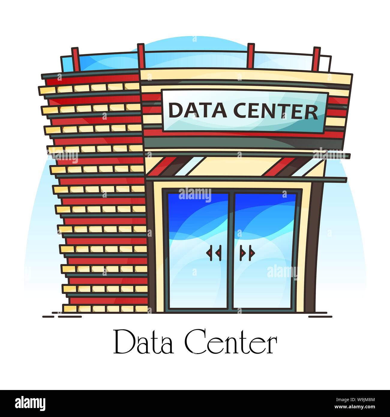 Data center or centre exterior view. Datacenter Stock Vector