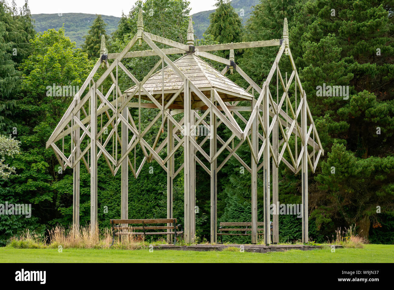 Msgr Hugh O'Flaherty memorial grove in Muckross Arboretum, Killarney National Park, County Kerry, Ireland. Stock Photo