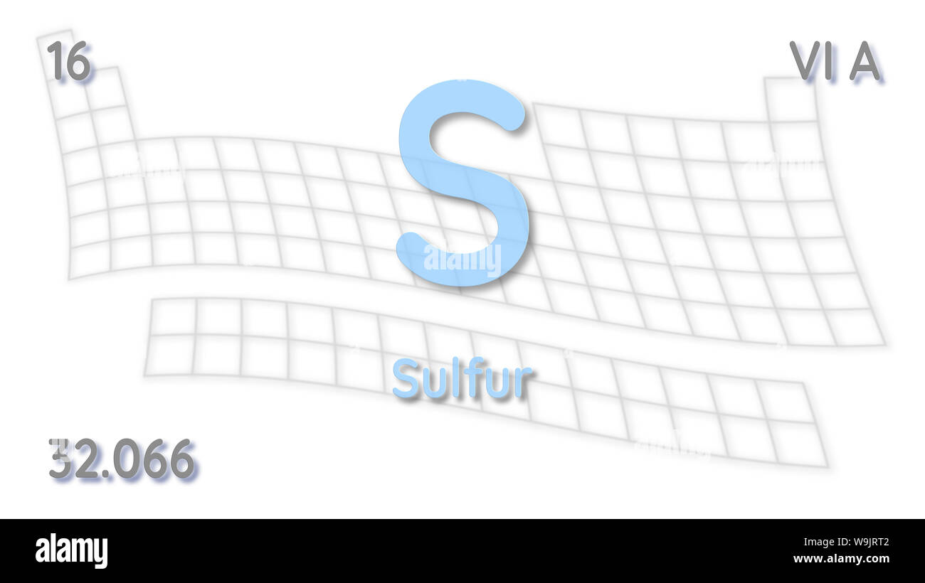 Sulfur chemical element atomic data and symbol table of elements Stock Photo Alamy