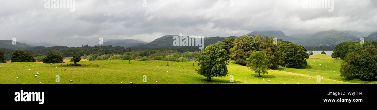 Mountain view from wray castle in cumbria Stock Photo