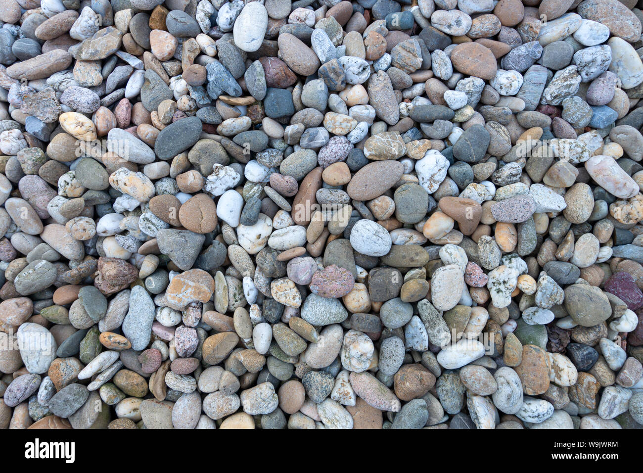Area with small colored pebbles Stock Photo
