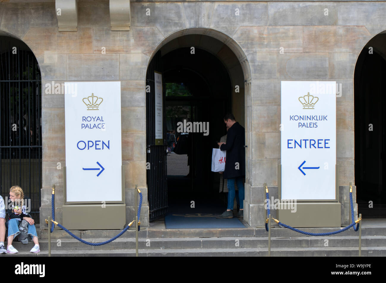 Entrance Royal Palace On The Dam Square Amsterdam The Netherlands 2019 Stock Photo