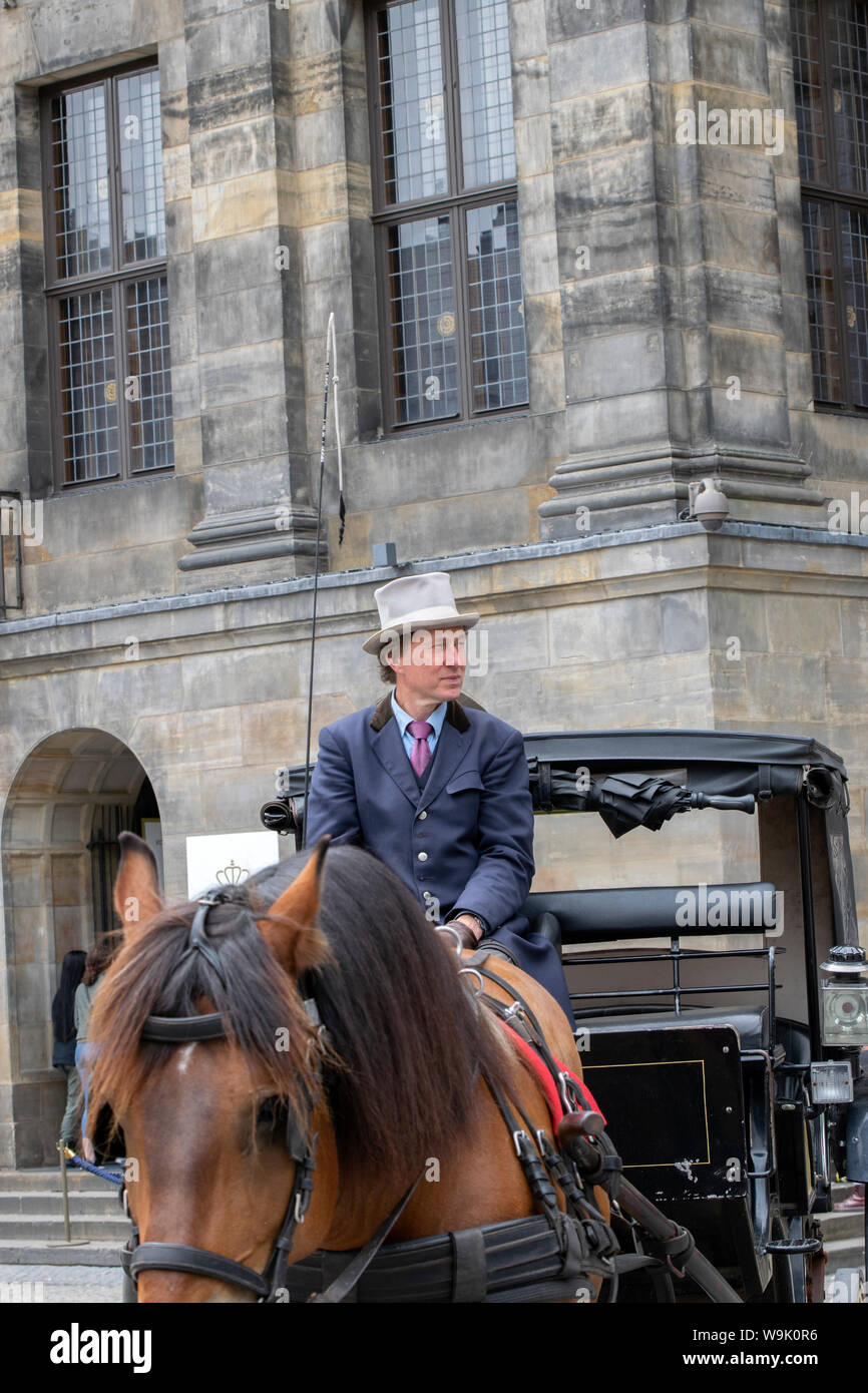 Horse And Carriage At The Dam Square Amsterdam The Netherlands 2019