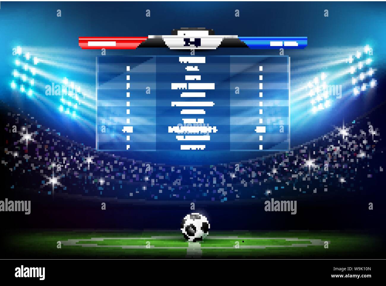 Football Match Program Template On Soccer Stadium Green Grass Field With Spotlight At Night Time Background Vector Illustration Stock Vector Image Art Alamy