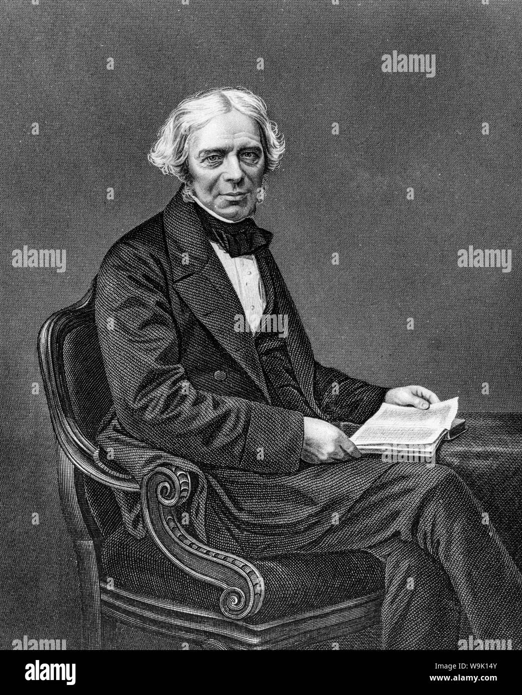 Michael Faraday (1791–1867), portrait engraving, 1859 Stock Photo