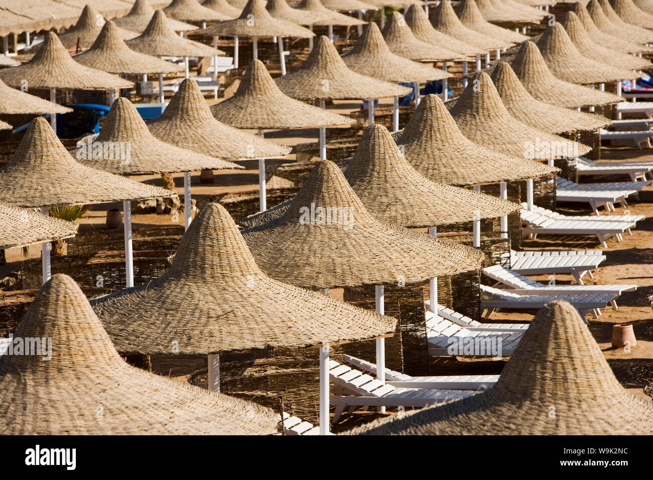 Beach umbrellas, Egypt, North Africa, Africa Stock Photo