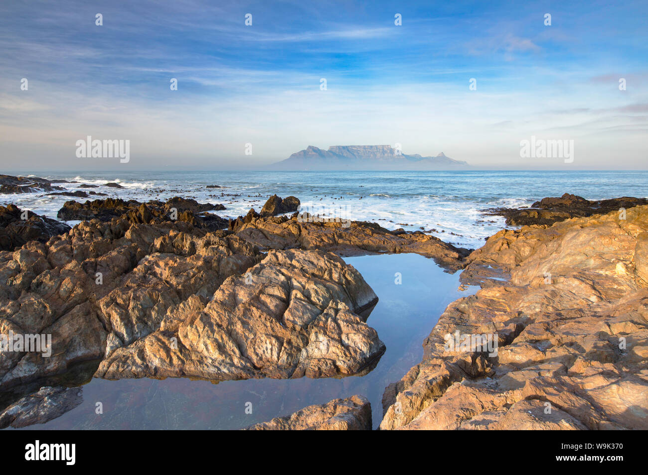 View of Table Mountain from Bloubergstrand, Cape Town, Western Cape, South Africa, Africa Stock Photo