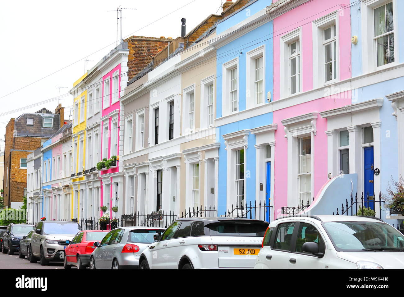 Notting Hill street colourful house cityscape London UK Stock Photo - Alamy