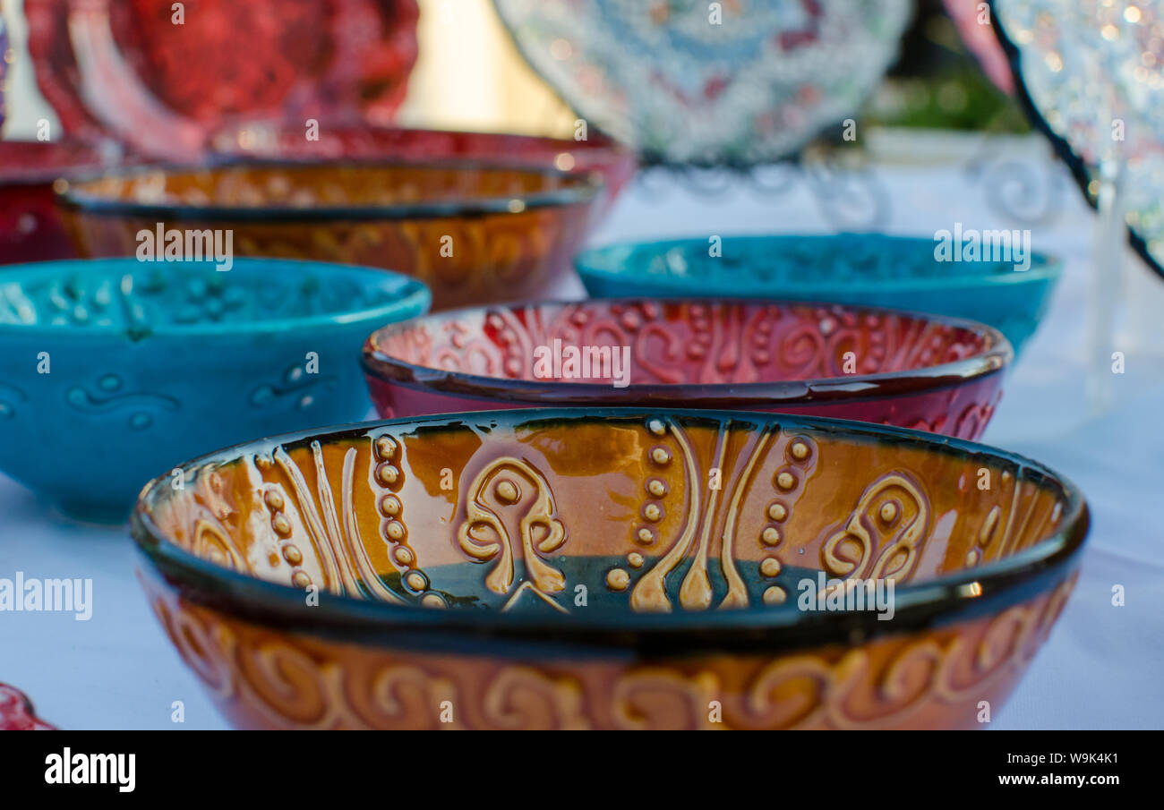 Turkish handmade colourful ceramic plates and bowls Stock Photo Alamy
