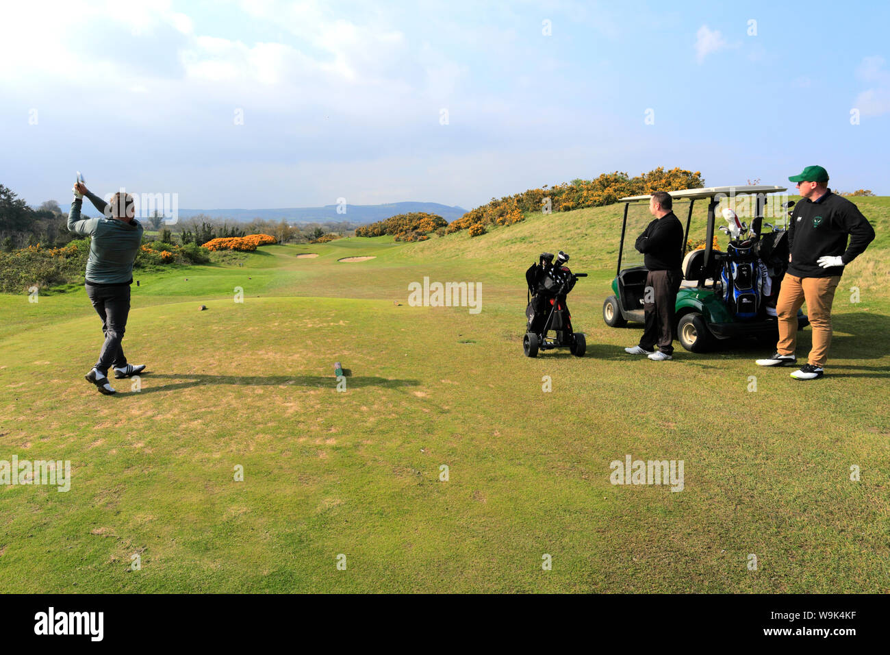 Golfers on the Druids Heath golf course, Druids Glen golf resort, County Wicklow, Republic of Ireland Stock Photo